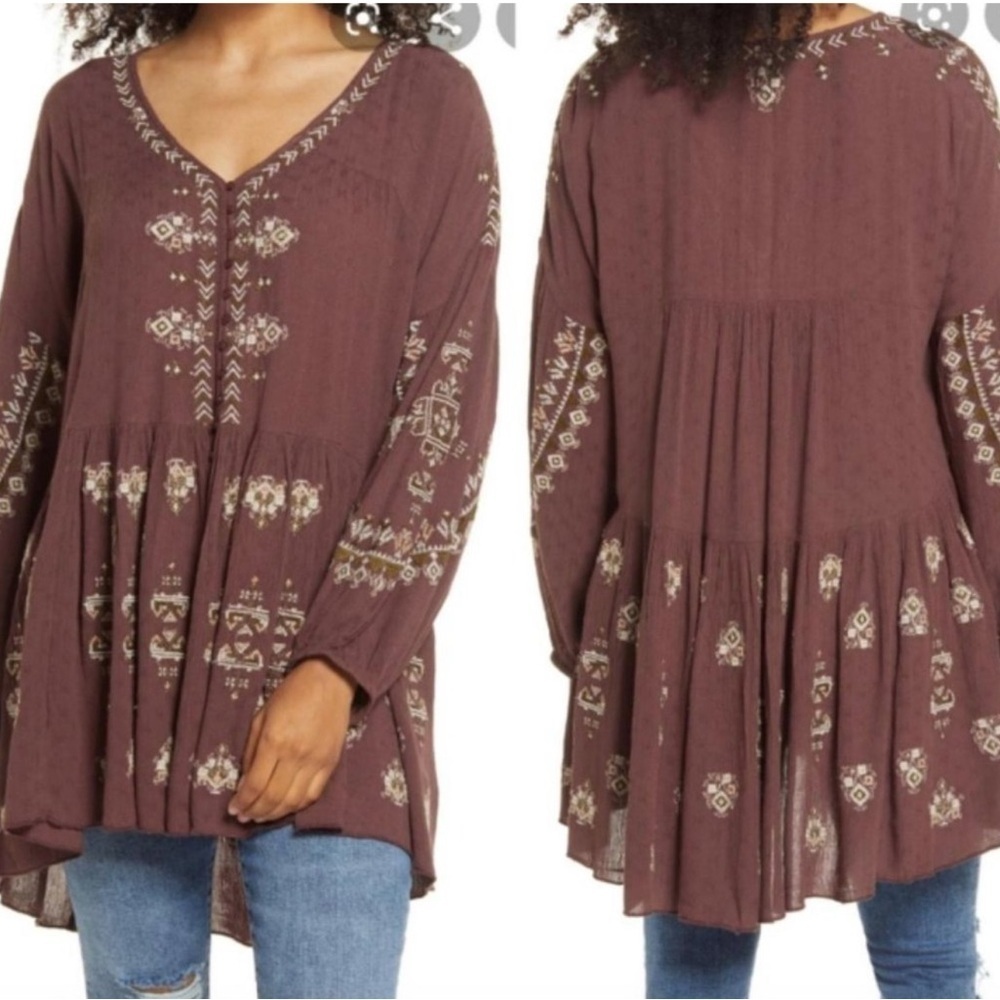 FREE PEOPLE ARIANA TUNIC IN BARK COLOR. U